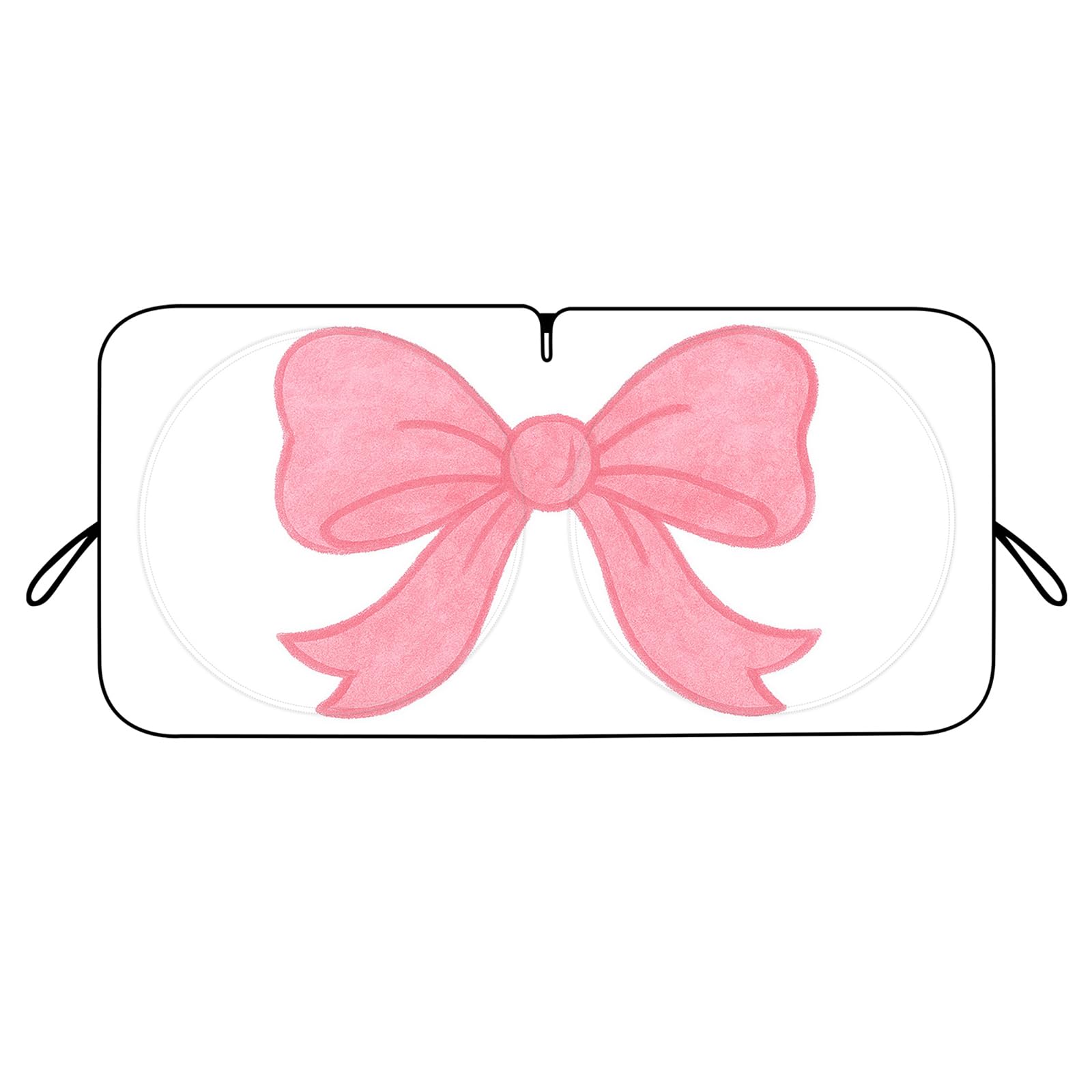 Photo 1 of ***used***Car Windshield Sun Shade, Car Sun Shade Cute Bow Visor for CarWindshield, Wear-Resistant Black Tape, Foldable 59 x 27.5“