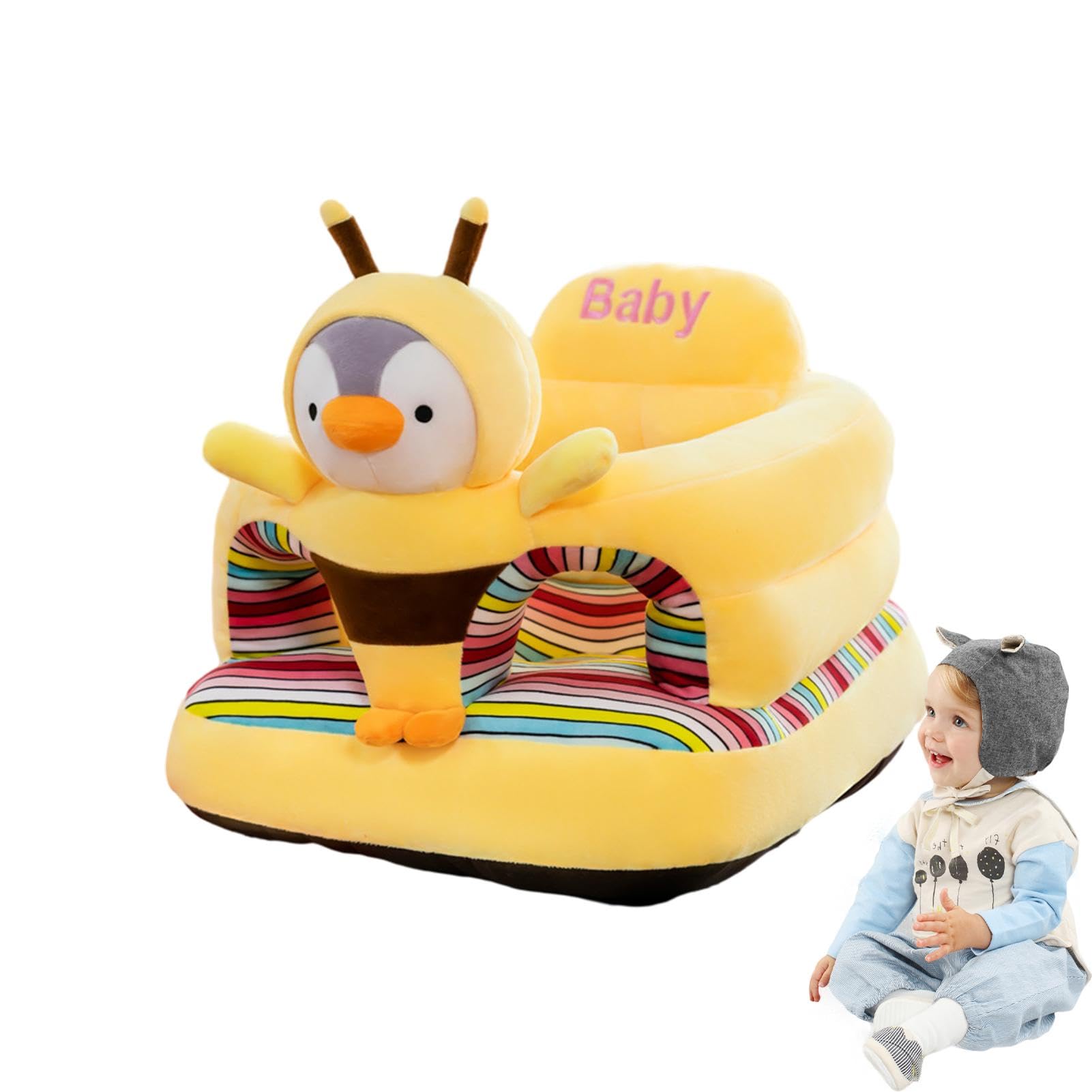 Asiento de apoyo para niños pequeños, bonito asiento de sofá para niños, soporte de asiento de sofá para niños pequeños que aprenden sentados, asiento anticaídas, cojín de asiento en forma de animal,