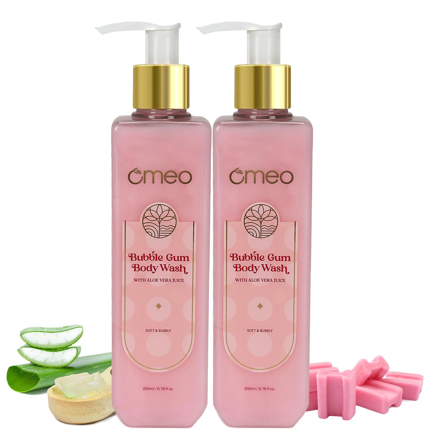 PRZX Bubble Gum Body Wash Shower Gel for Women Men 200ml Pack of 2 Gentle Cleanser with Aloe