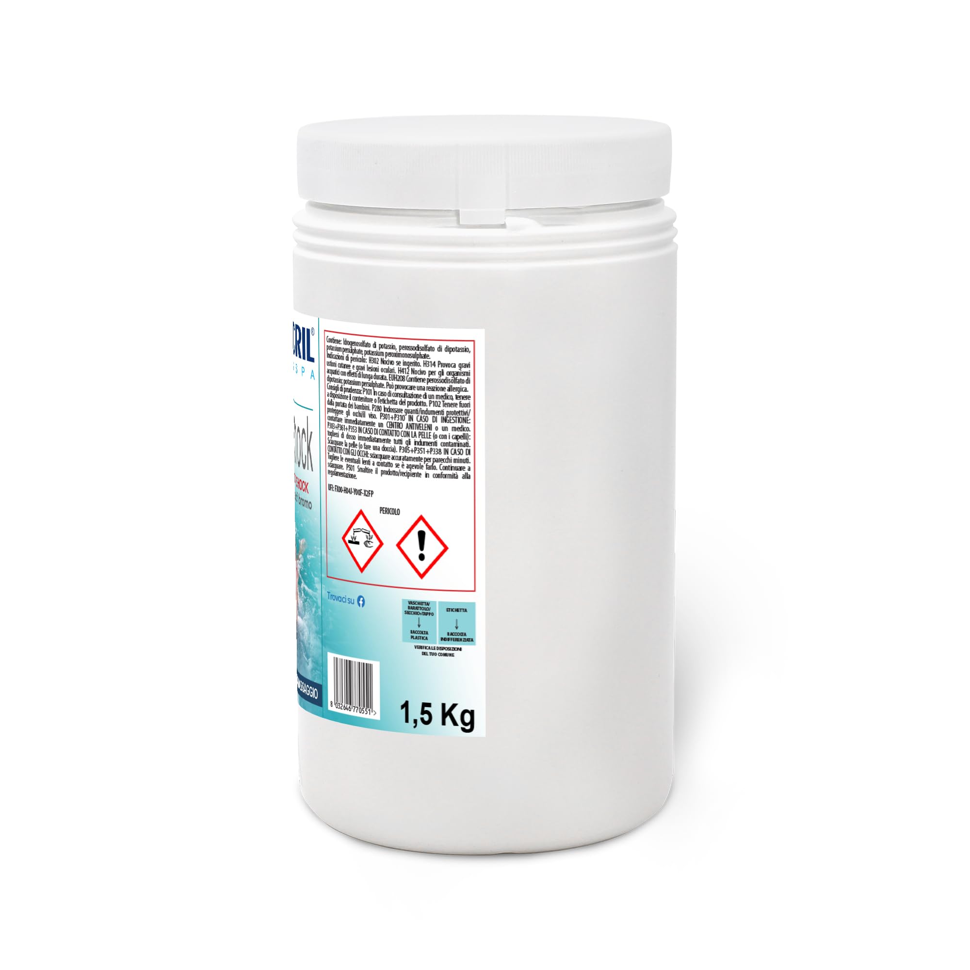 Metacril Brom Shock, Formato Granulado, para Piscinas y Spas de Hidromasaje - 1,5 kg