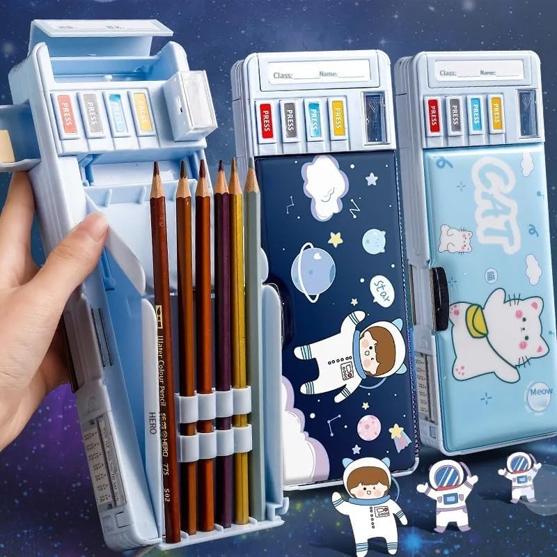 Image of Multifunctional Pencil Box for Kids, Space Pencil Box for Boys, Kids Pencil Box for Kids, Magnetic Pencil Box for Boys, Pop up Pencil Box, Space Theme Return Gifts for Kids