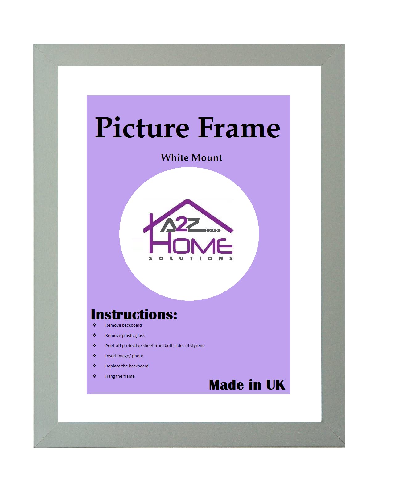A2Z Home Solutions® Wall Poster Picture Frame With Mount to Hang Portrait or Landscape Art Gallery Silver Photo Frame With White Mount- 50x50cm Pic Size 40x40cm — image 1