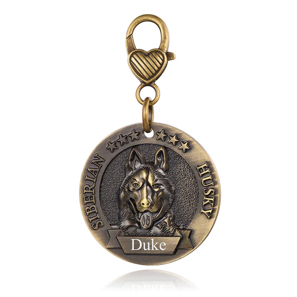 Custom4U Personalized Husky Dog Tag Doberman Pinscher 3D Effect Copper Zinc Alloy 1 Count