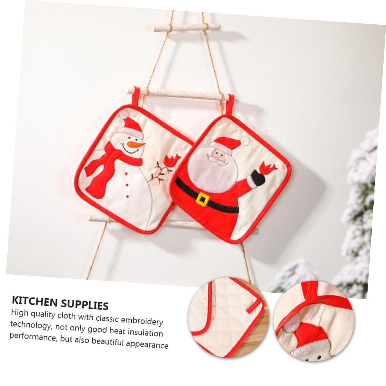 Ciieeo 6 Piezas Paquete de Mano Aislado manteles de Mesa de Navidad Manoplas de Horno Guantes de Cocina manteles Individuales Guante de Horno y Mantel Accesorios de Cocina