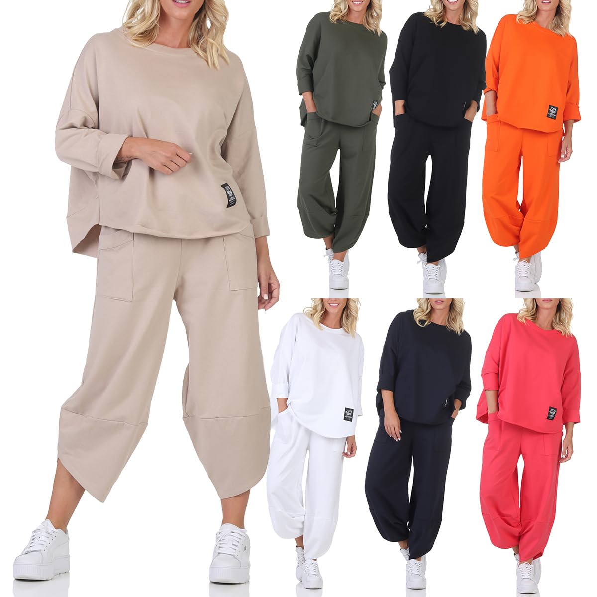 Damen Jogginganzug, Zweiteiler für Freizeit und Sport, Trainingsanzug, Hausanzug mit Hoodie und Hose 6172