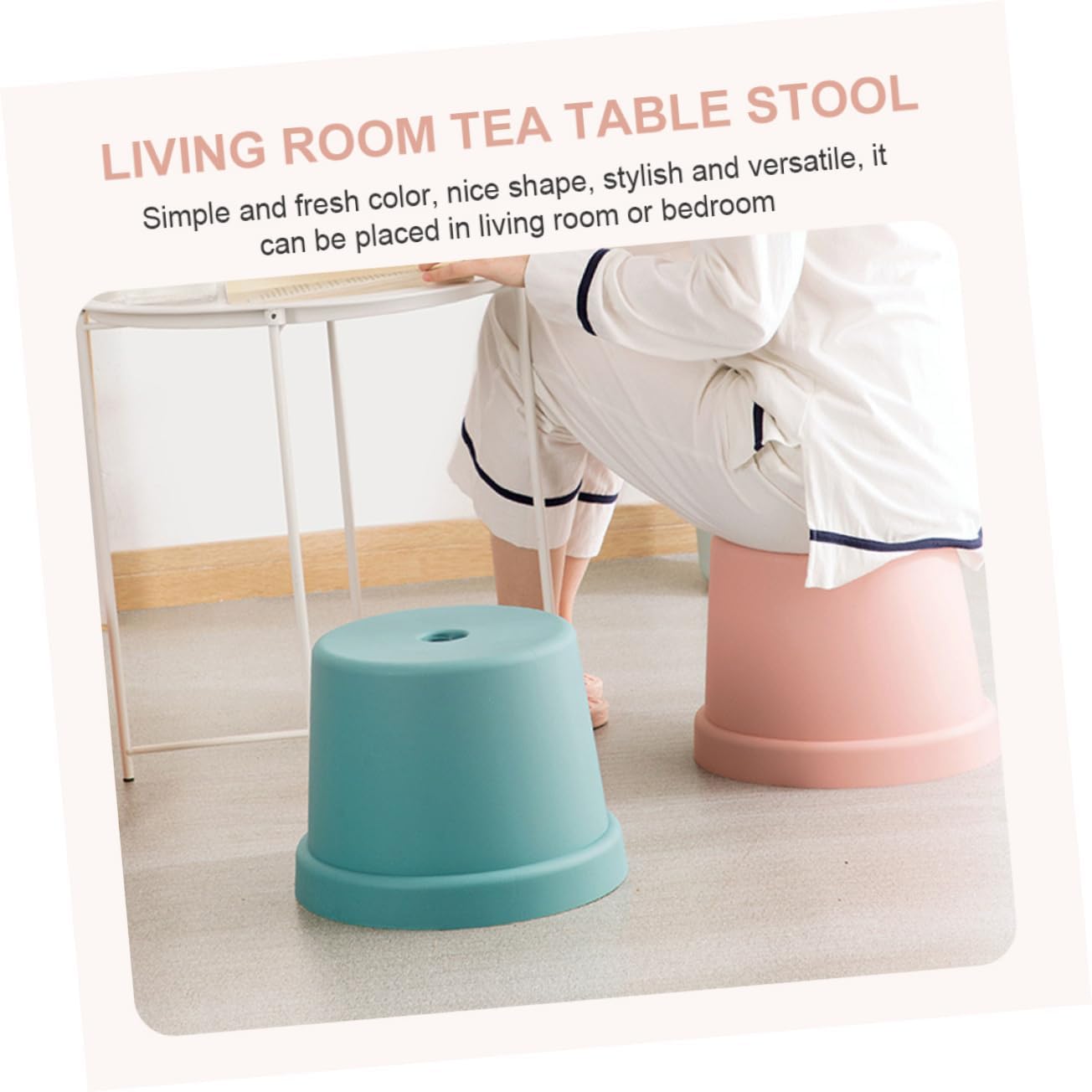 Slip Plastic Stool Small Footstool Lightweight Non Slip Shoe Changing Seat for Portable Nordic Style Pink Large