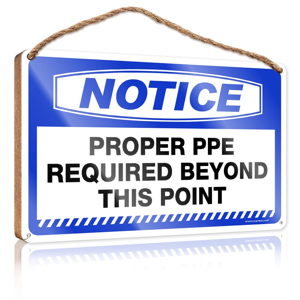 Dtha One Color Hanging Door Decor Notice Proper Ppe Required Beyond This Point Wooden Sign Funny Bathroom Door Signs Indie Room Decor
