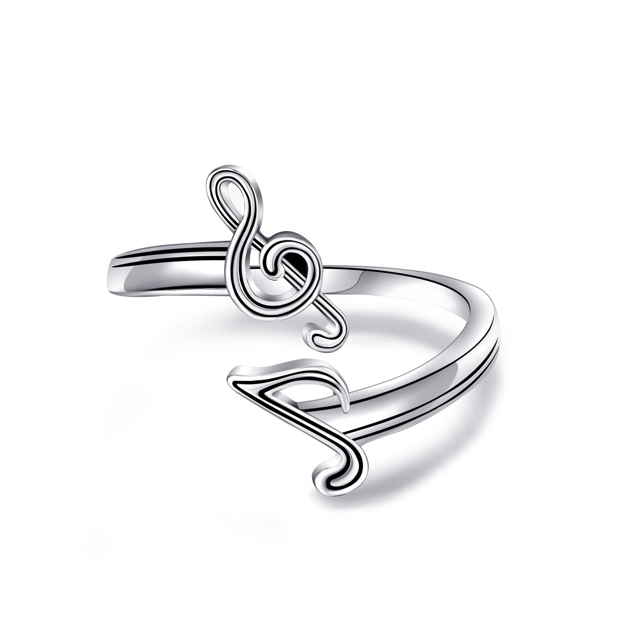 DAYLINLOVE Musiknoten Ring 925er Sterling Silber Musiknote Verstellbare Offene Daumenringe Hip Hop Musik Schmuck Jahrestag Valentinstag Geschenke für Musikliebhaber
