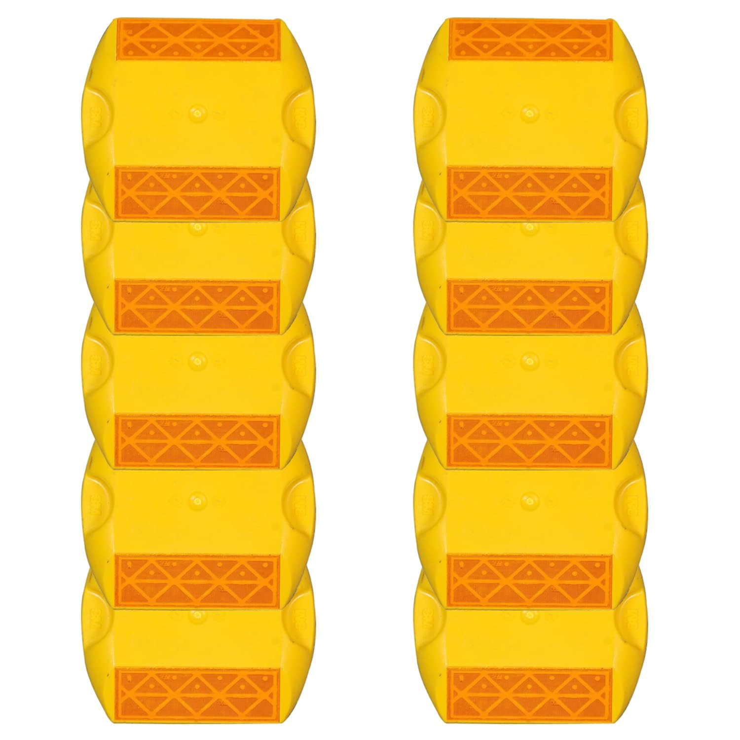 Yellow Road Stud Reflector | Heavy Duty Cat Eye for Road Safety | High Visibility Reflective Studs with Weatherproof for Highways,Parking,Driveways,Factories & Industrial Projects-Pack of 10