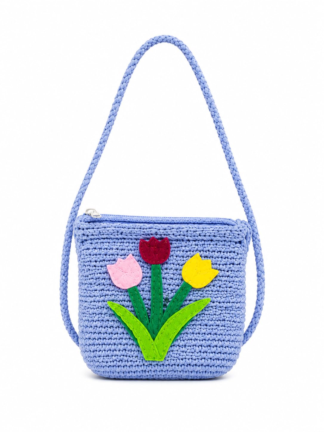 Handmade Crochet Tulip Coin Pouch for Girls - Color may vary-image-5