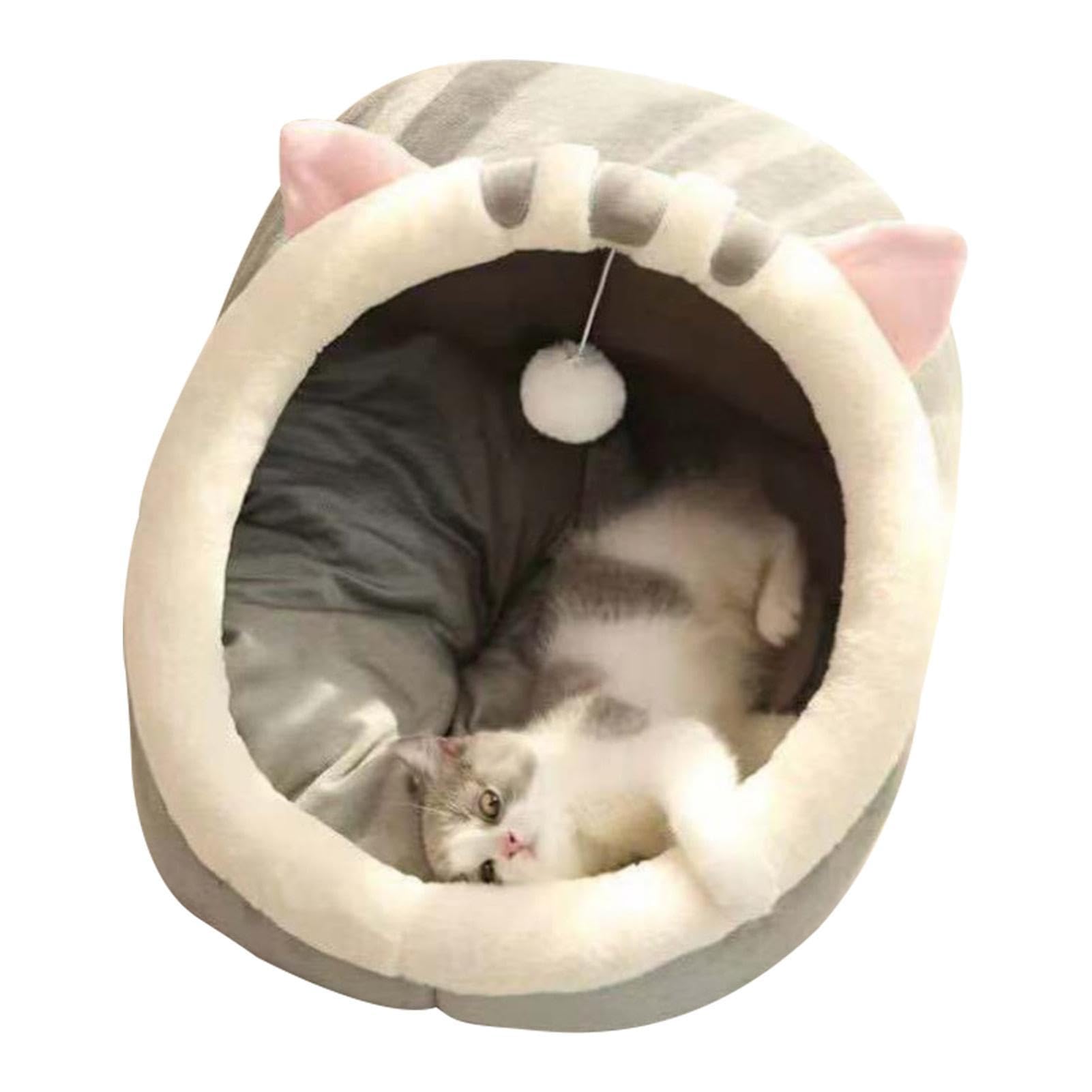 Cuccia Grotta Da Gatti Cuccia Grotta Semi Chiusa per Gatti e Animali | Molto Confortevole, Accogliente, Il Micio Per Soggiorno, Camera Da , Casa Di Campagna, Articoli Imbottiti Per Cucce