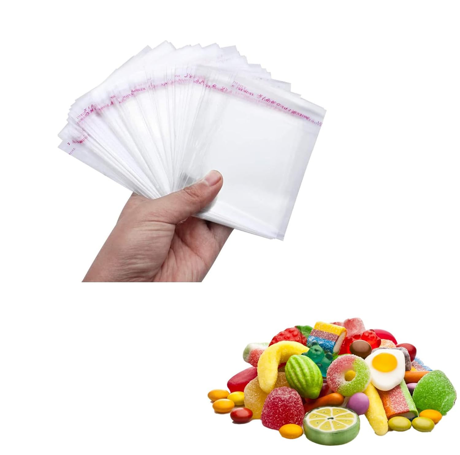 Dolaso 100pcs Reusable Self Seal Clear Cellophane Bags, 10 * 15cm, Transparent, Polyethylene (PE), Resealable, Multi-Purpose, Cooking, Storage, Gifting, Organization