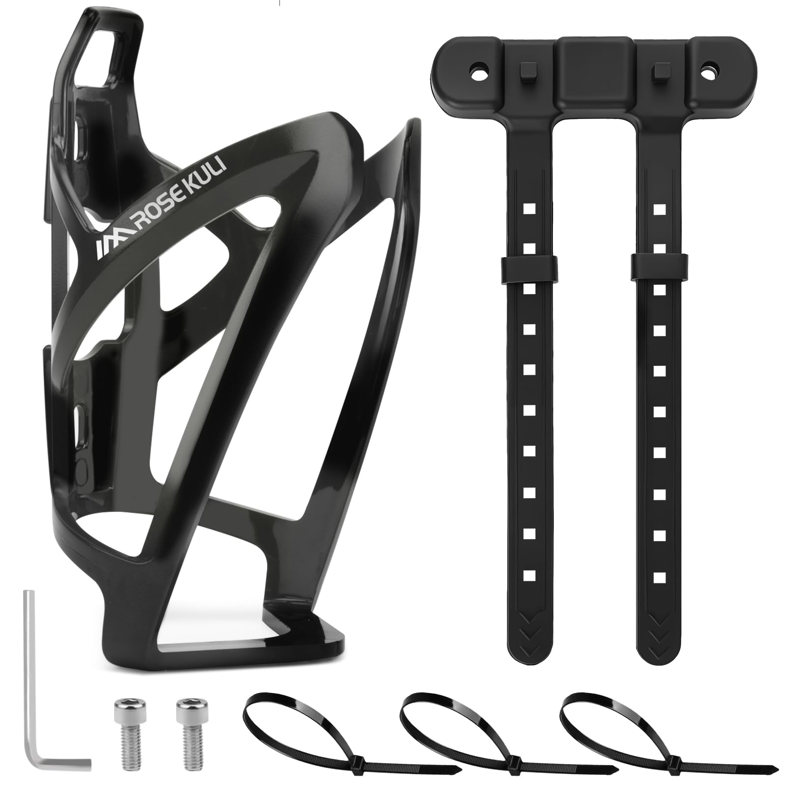 Flaschenhalter Fahrrad - Fahrradzubehör trinkflaschenhalter, inklusive Gurte für Rohre mit Durchmesser bis 22-55 mm, für MTB und Rennräder, Schwarz
