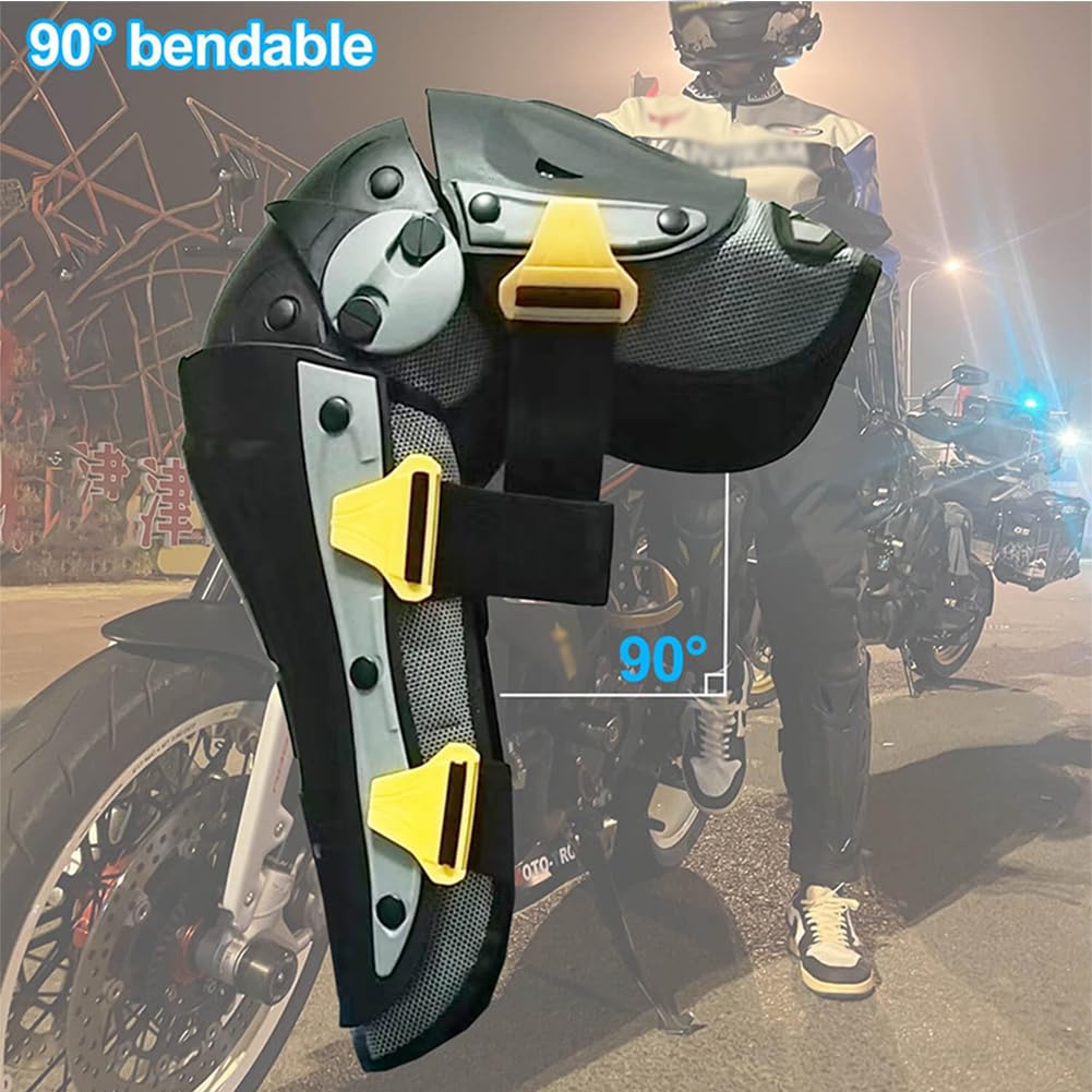 Ginocchiere Motociclistiche, Protezioni per Ginocchio MTB a Riflessione Notturna Resistenti al Vento e agli Urti in Tutte Le Stagioni Ginocchiera per Snowboard, Motocross