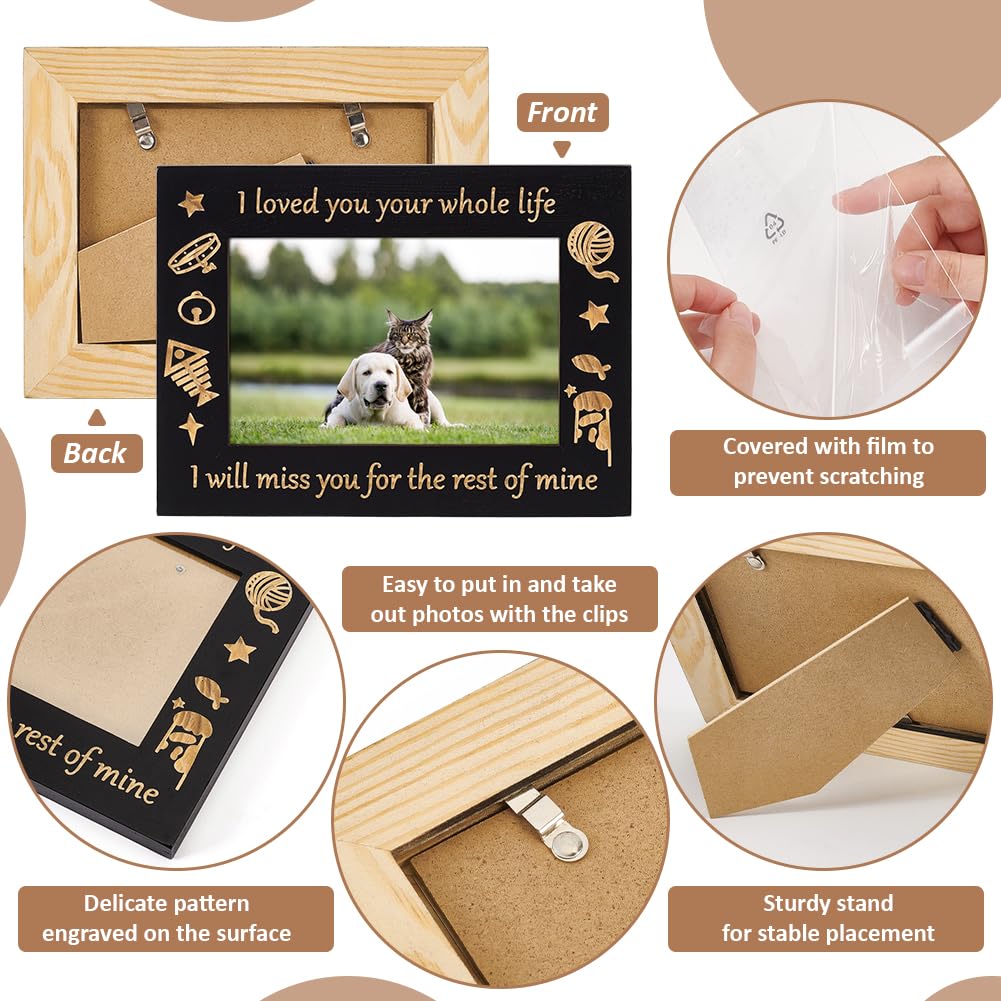 FINGERINSPIRE Cat Memorial Picture Frame 15x20cm I Loved You Your Whole Life Cat Gift Photo Frame Rectangle Wood Photo Frame with Plastic Finding Pet Memorial Keepsake Frame For Cats That Passed - Image 4