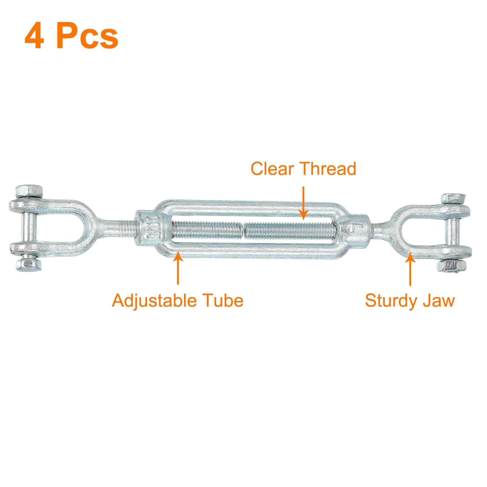 QUARKZMAN 4Pcs M10(3/8") Morsetto A Morsetto Per Cavo Di Acciaio Zincato Regolabile Per Tende Da Sole, Corda Per Bucato, Carico Di Lavoro Massimo 3200 Lbs