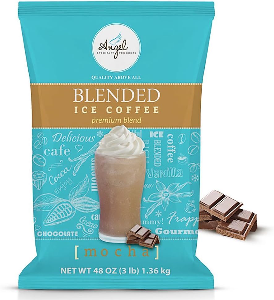 Angel Specialty Products, Blended Ice Coffee, Instant Frappe Powder Drink Mix, 3-Pound Bag, Mocha [34 Servings]