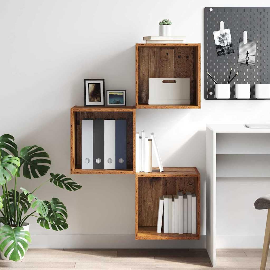 Wandregal Altholz 37 x 37 x 37 cm Holzwerkstoff Schwebendes Regal mit Minimalistischem Design für Wohnzimmer Büro und Flur