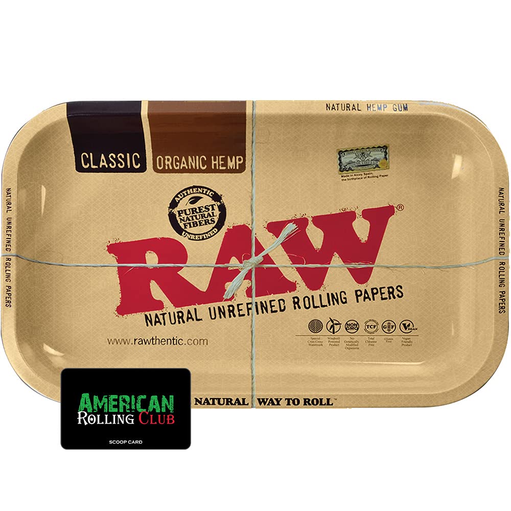 Amazon.com: RAW Classic Rolling Tray | American Rolling Club Scoop Card  (Small) : Health & Household