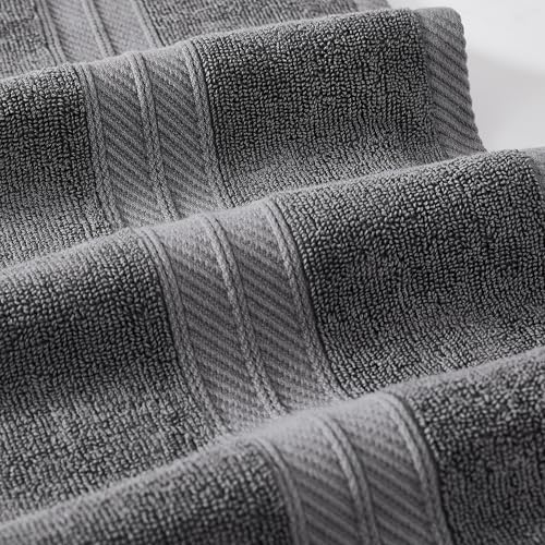 Image of Modern Threads 6 Piece Bath Towel Set,Bathroom Set with 2 Bath Towels, Hand Towels,Wash Cloths100% Cotton, Super Absorbent & Extra Soft - Reversible Botanical Vine (Gray), Medium (Pack of 8)