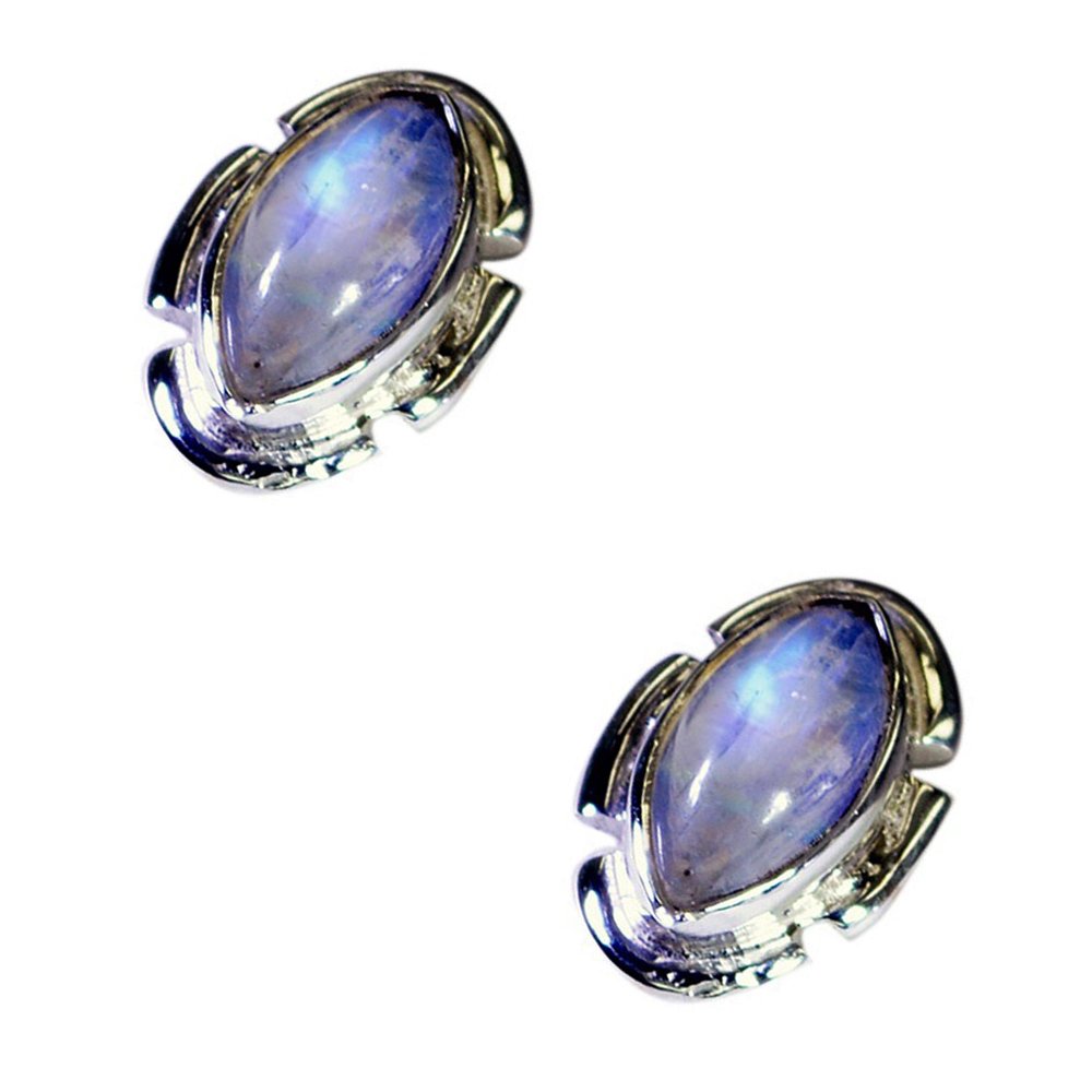 Pierre de lune naturelle boucles d'oreilles argent sterling véritable - 5