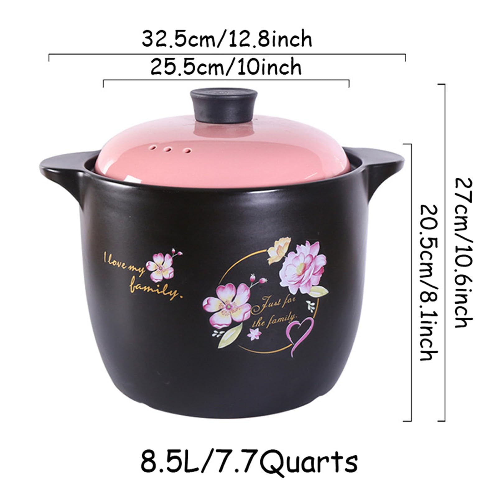 Małe miedziane garnki gliniane z pokrywką, duże naczynia kuchenne garnkami do zupy i gulaszu(8.5L/7.7Quarts)