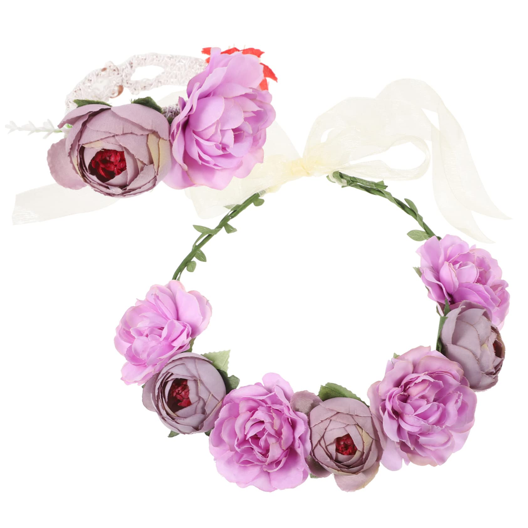 Beavorty 4sätze Blumenkranz Set Für Braut Mit Handgelenk Corsage Hochzeitsaccessoires Für Frauen Für Hochzeiten Fotografie Und Besondere Anlässe Farben
