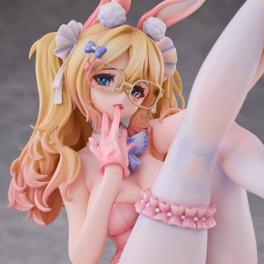 Zhongkaihua Figura ilustrativa de anime, conejita, figura de acción, pintura original, chica de belleza con gafas, modelo sentado, estatua, 17 cm, colección de decoración de PVC