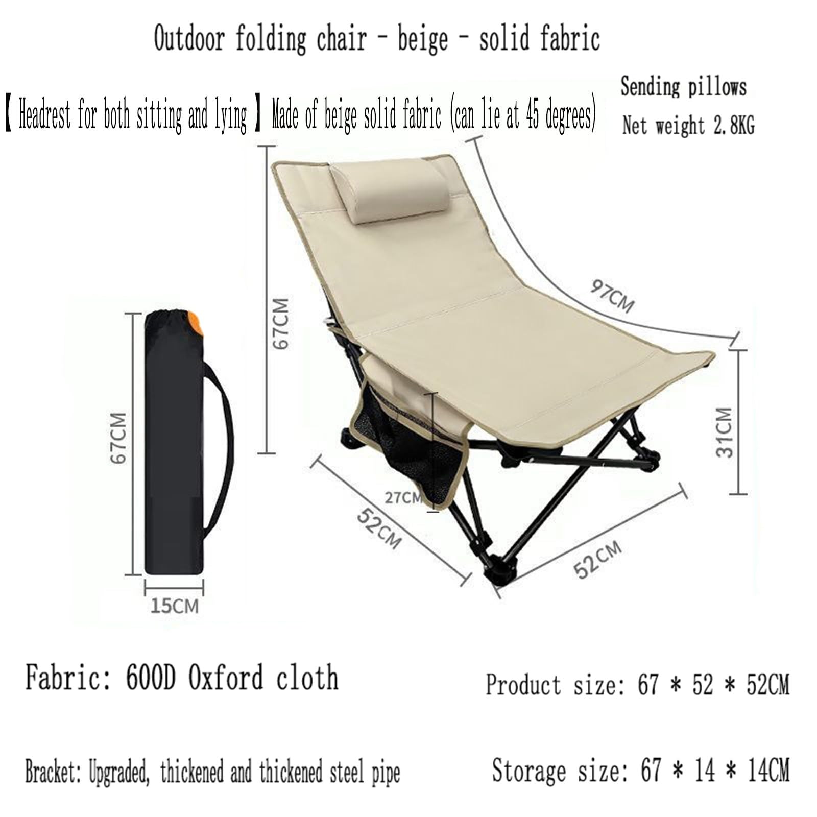 Chaise de Camping Pliable Surdimensionnée Portable avec Porte Gobelets et Accoudoirs Cadre Stable pour Extérieur Intérieur Camping Pêche Couleur Noir Gris C