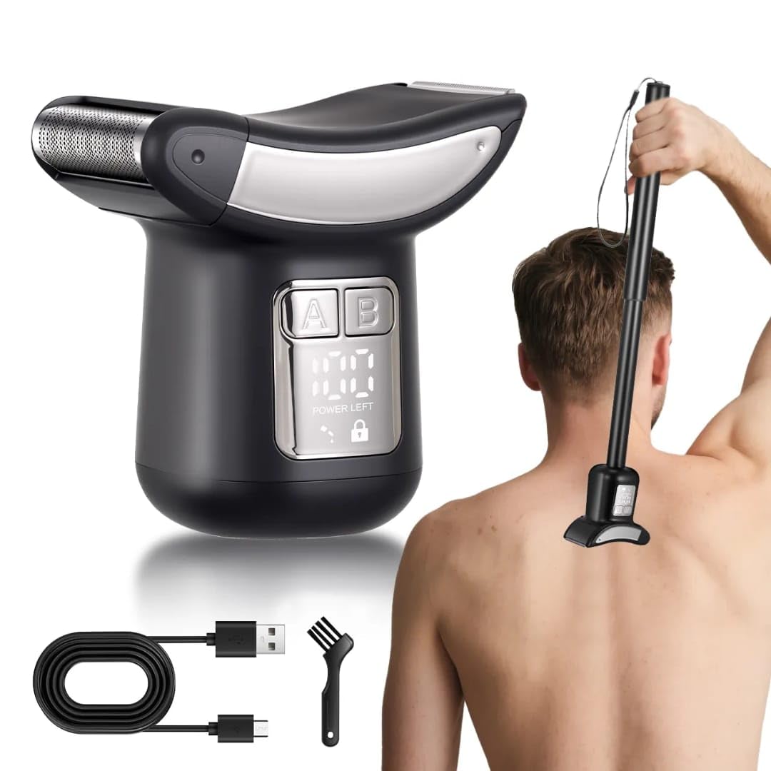 CALMORA Multifunctional Electric Back Shaver with Extension Handle Waterproof Body Hair Trimmer for Face Use (Colors May Vary)-image-27