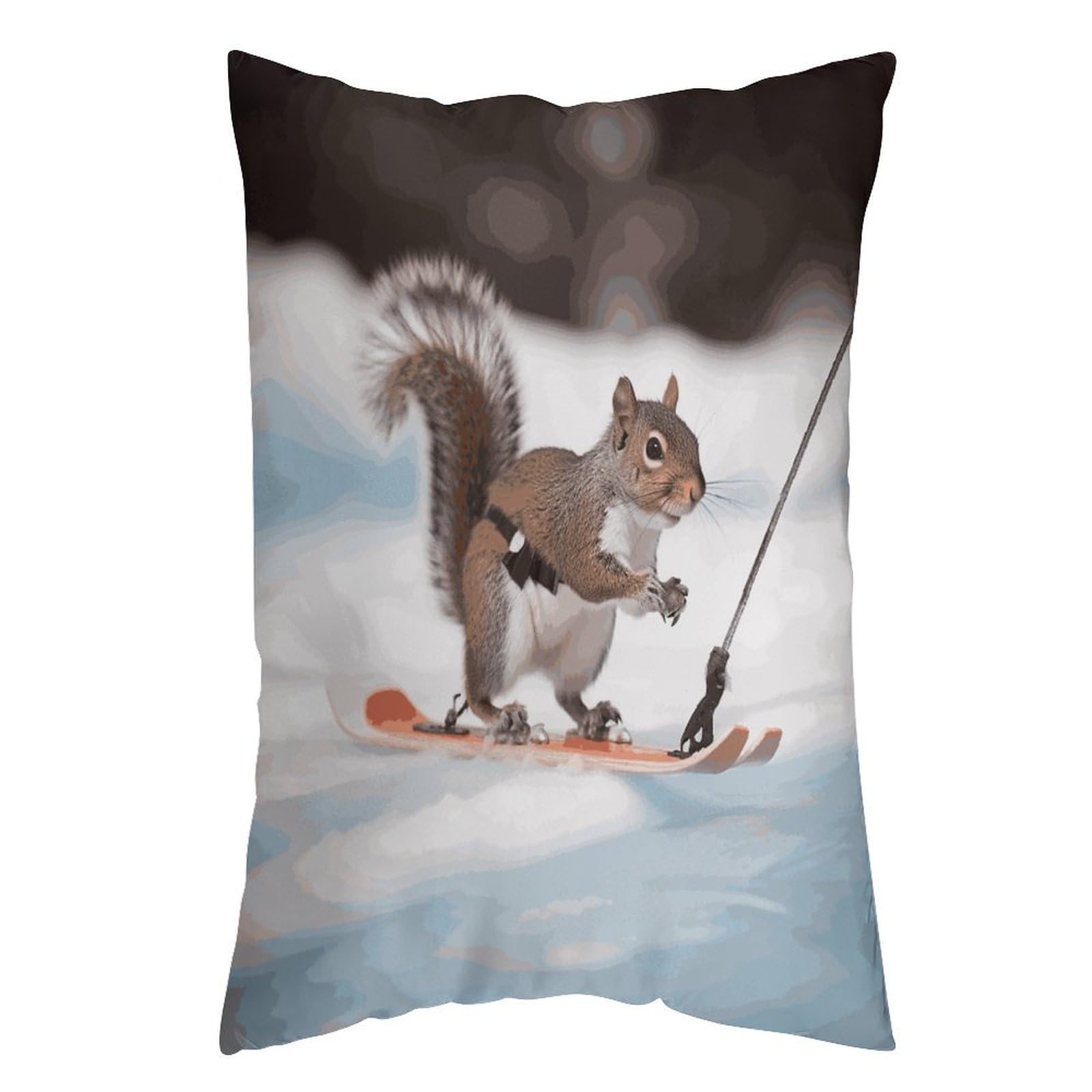LDGSUPH Skiing Squirrel Pillow Cases Soft Pillowcase with Invisible Zipper Wrinkle Resistant Pillow Covers Breathable Removable Pillow Protector for Bed Sofa Car 20"x30"