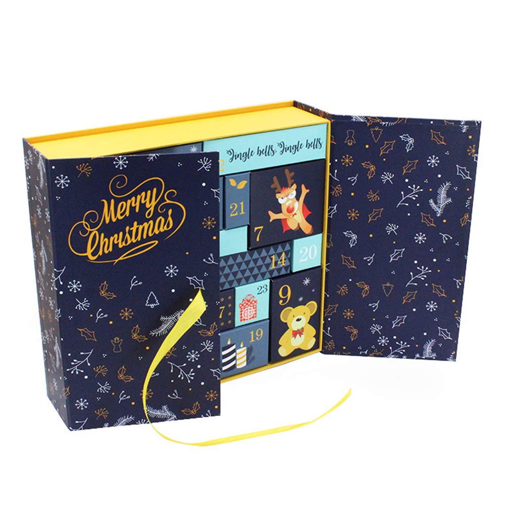 Scatole per calendario dell'Avvento di Natale, scatole per calendario dell'avvento fai da te riempite con 24 cassetti, decorazione regalo di Natale per adulti, famiglia,