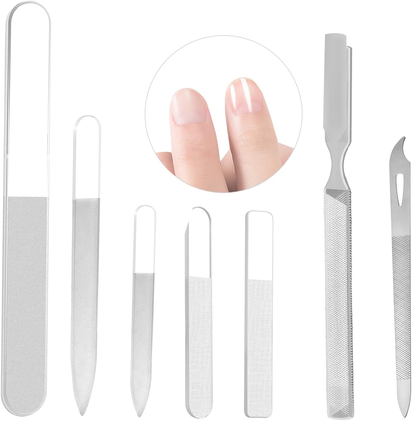7 pcs Nail File Set, CNYMANY Stainless Steel Nail File