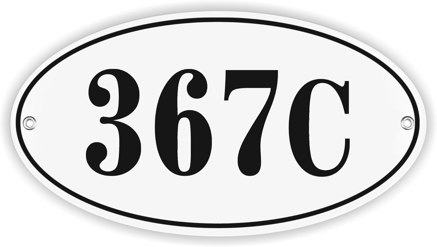 Sosenco® 7" x 13" Oval Personalized Address House Number Sign for Outside Wall Display, Weather Resistant and Waterproof Door, Home, or Mailbox Numbers, Metal and Enamel, Custom (White)