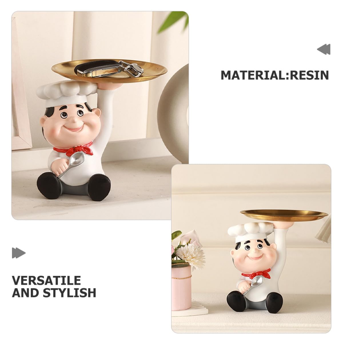 Abaodam Bandeja Decorativa para Almacenamiento de Joyas y Perfumes Diseño Elegante y Funcional de Resina Forma de Chef para Dormitorio o Recibidor