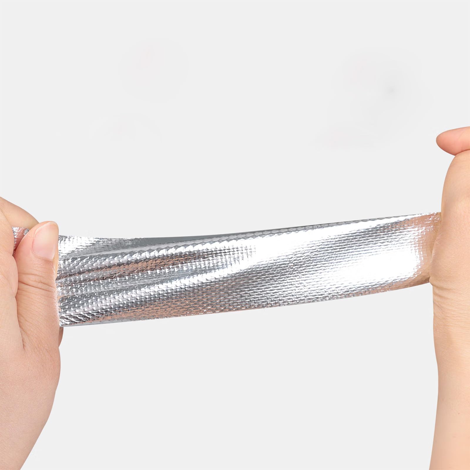 Cinta de Aluminio Adhesiva Resistente al Calor (2 Rollos x 25m) – Cinta Alu Reforzada con Fibra de Vidrio para Calefacción, Tubos, Coche, HVAC y Sellado – Papel de Aluminio Plata 50m