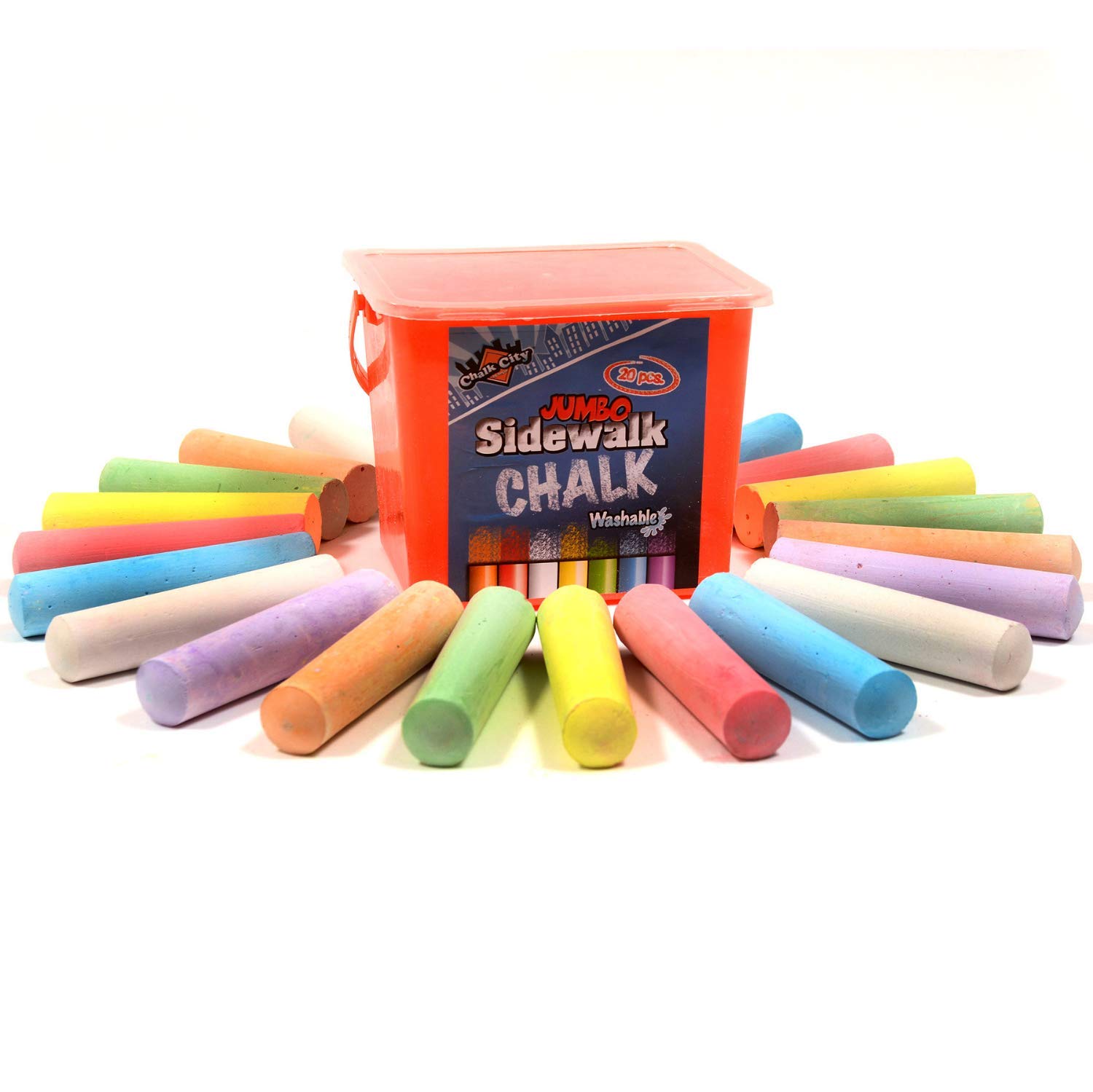 Chalk CityPavement Chalk Jumbo Chalk Non-Toxic Washable Artistic Set (20 Pcs)