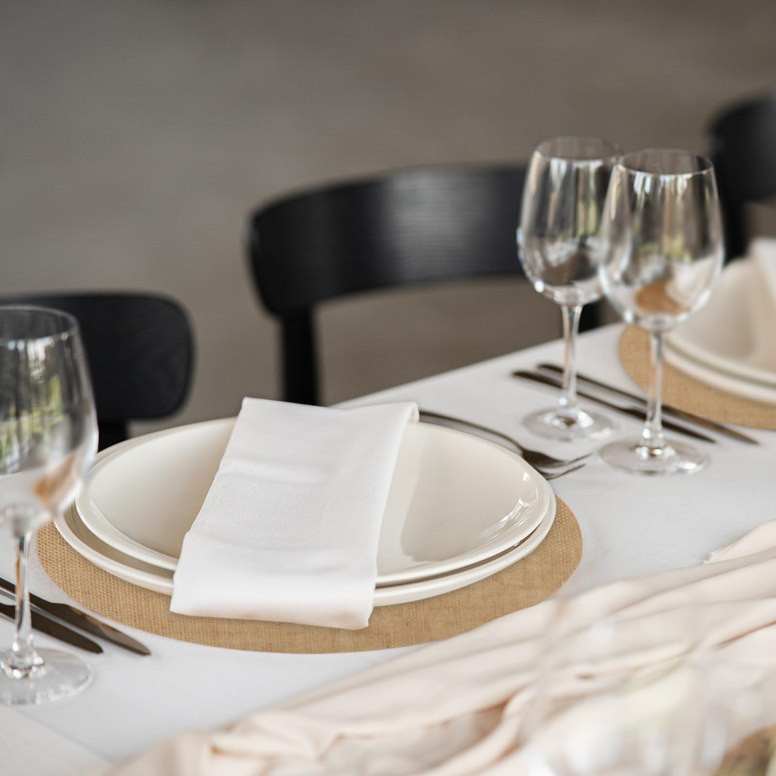Runde Tischsets aus Jute, rustikale Platzsets, 30 cm, wiederverwendbar, hitzebeständig, rustikale Tischsets, rustikale Tischdekoration für Abendessen, Urlaub, 80 Stück