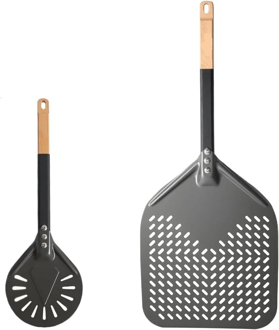 12/13/14/ Inch Pizza Peel Wood Aluminum Alloy Handle Shovel Retangular Paddle Oven Accessories(7 inch and 12 inch)