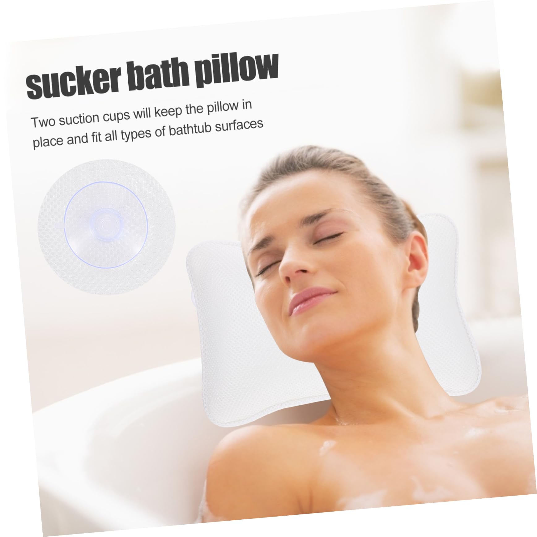 Beavorty 3pièces Coussin De Ergonomique avec Ventouses Appui Tête Confortable Et Respirant pour Spa Et Moments De Détente