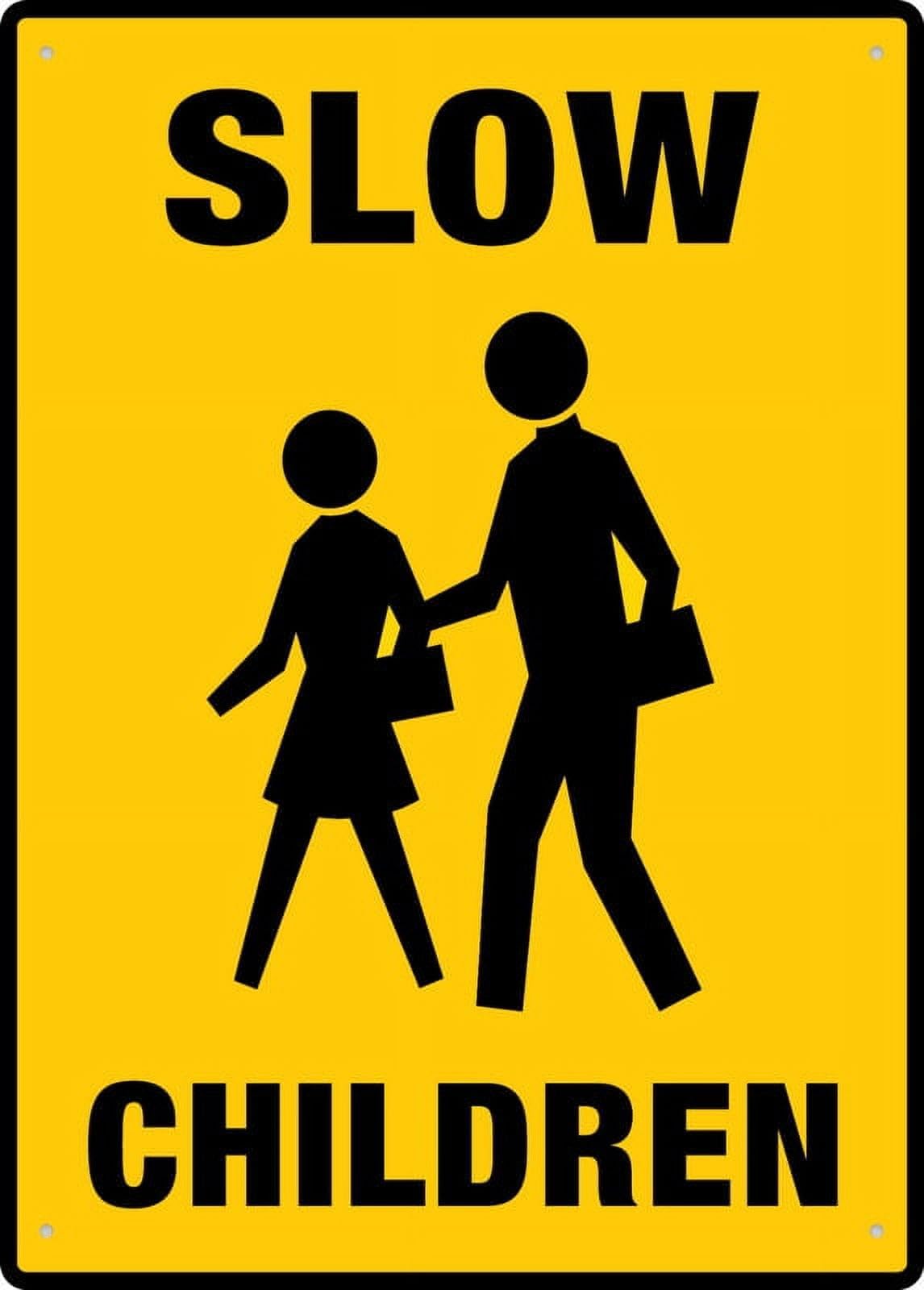 peiyeety Slow Children 12x16 Inches Metal Aluminum Signs, Weather Resistant, Weatherproof, Indoor Or Outdoor
