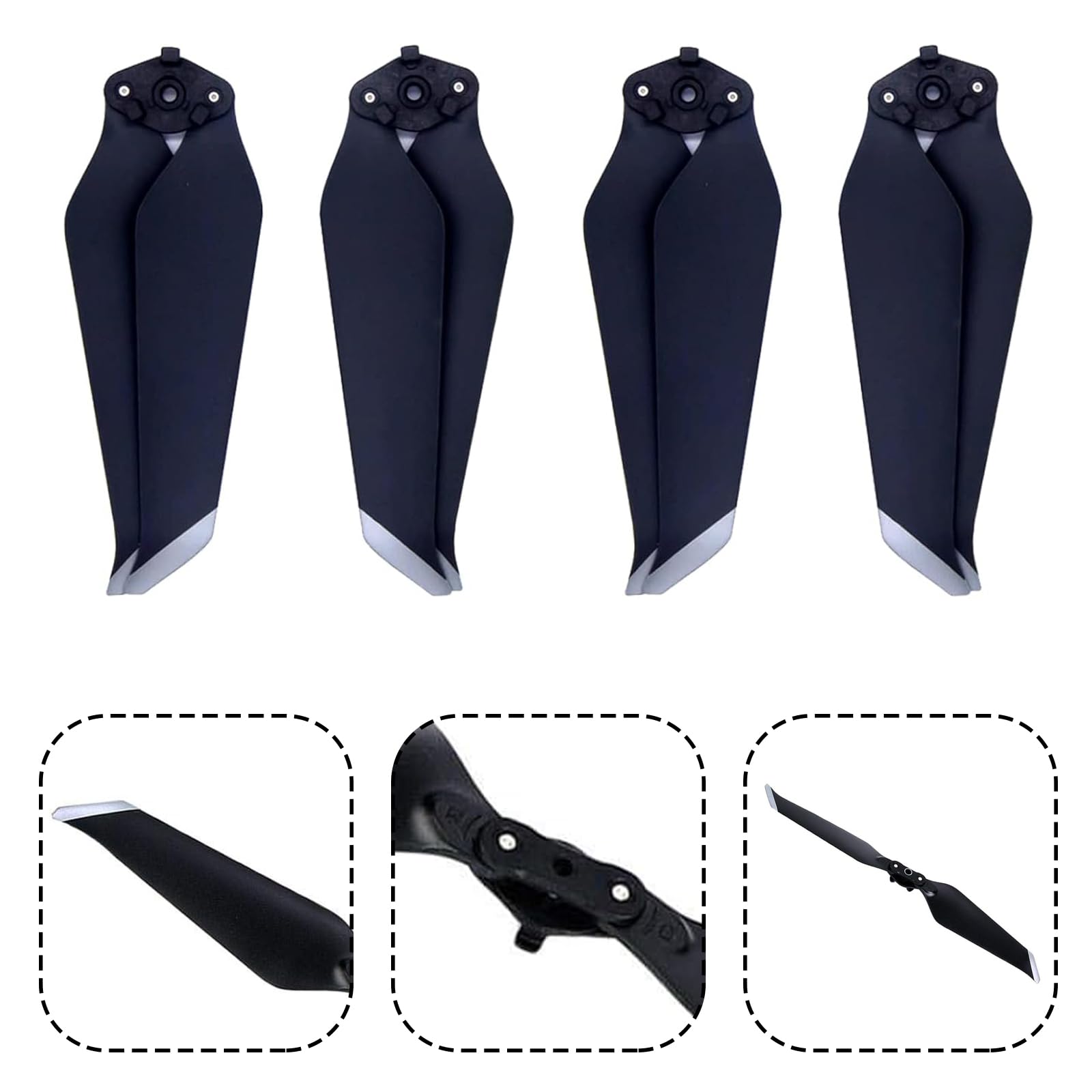 Set di 4 paia di eliche di ricambio per drone RC per DJI Mavic 2 Zoom/Mavic 2 Pro, bordo grigio, accessori silenziosi compatibili con DJI Mavic 2 Zoom/Mavic 2 Pro