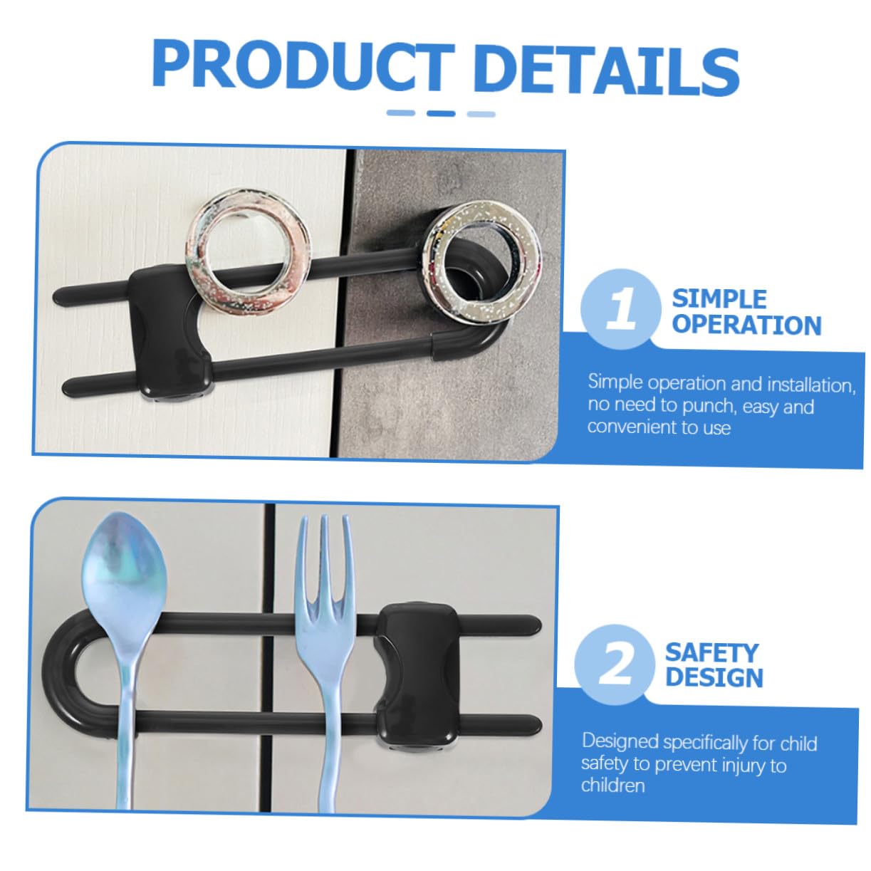 12 piezas Cerraduras de Seguridad para Armarios Bebés U Forma de Pestillo para Cajones y Refrigerador Fácil Instalación sin Tornillos Protección Infantil Hogar