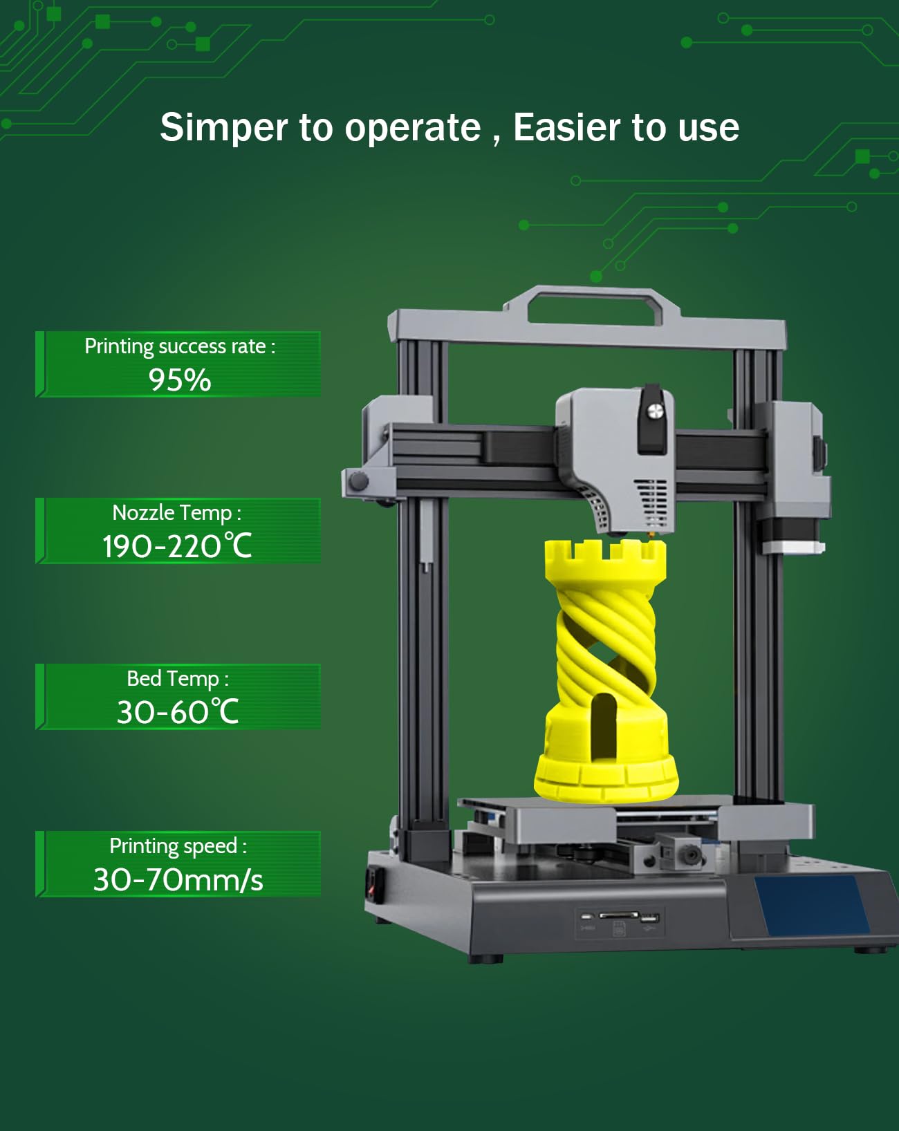 DURAMIC 3D Filamento PLA de 1,75 mm, carrete de 1 kg, filamento de impresión 3D de alta rigidez sin atascos con carrete de cartón, precisión dimensional 99% +/- 0,03 mm