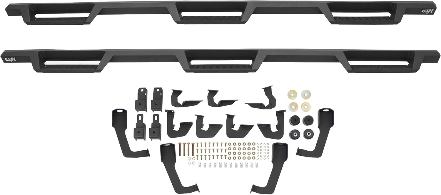 Westin 56-534585 HDX Drop Wheel to Wheel Nerf Bars fits 2007-2019 Silverado Sierra 2500 3500 Crew Cab 8' Bed (Exc Dually and 2007 Classic) Textured Black Pair