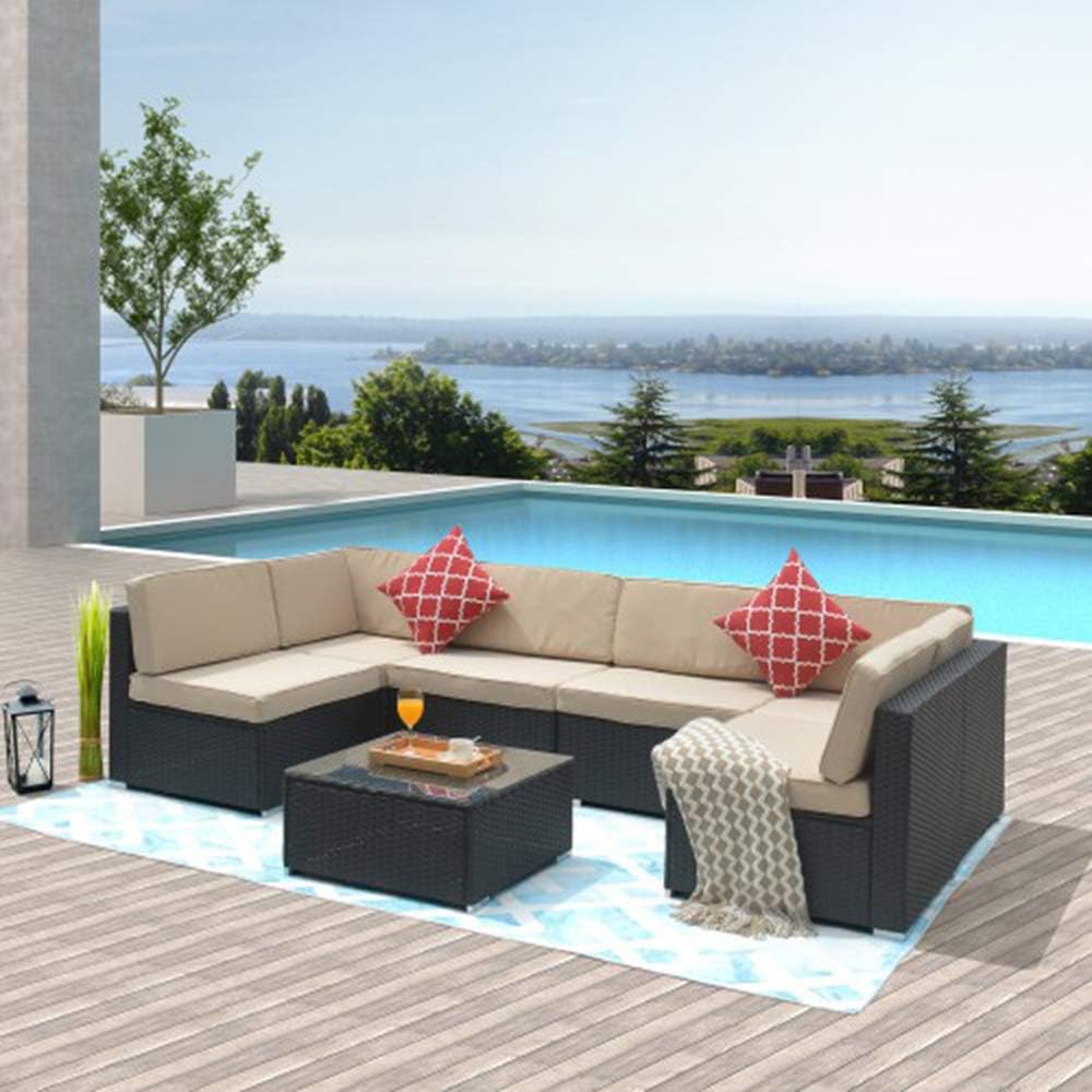 Outdoor Furniture 7 Pcs Sets,PE Rattan Morden Wicker