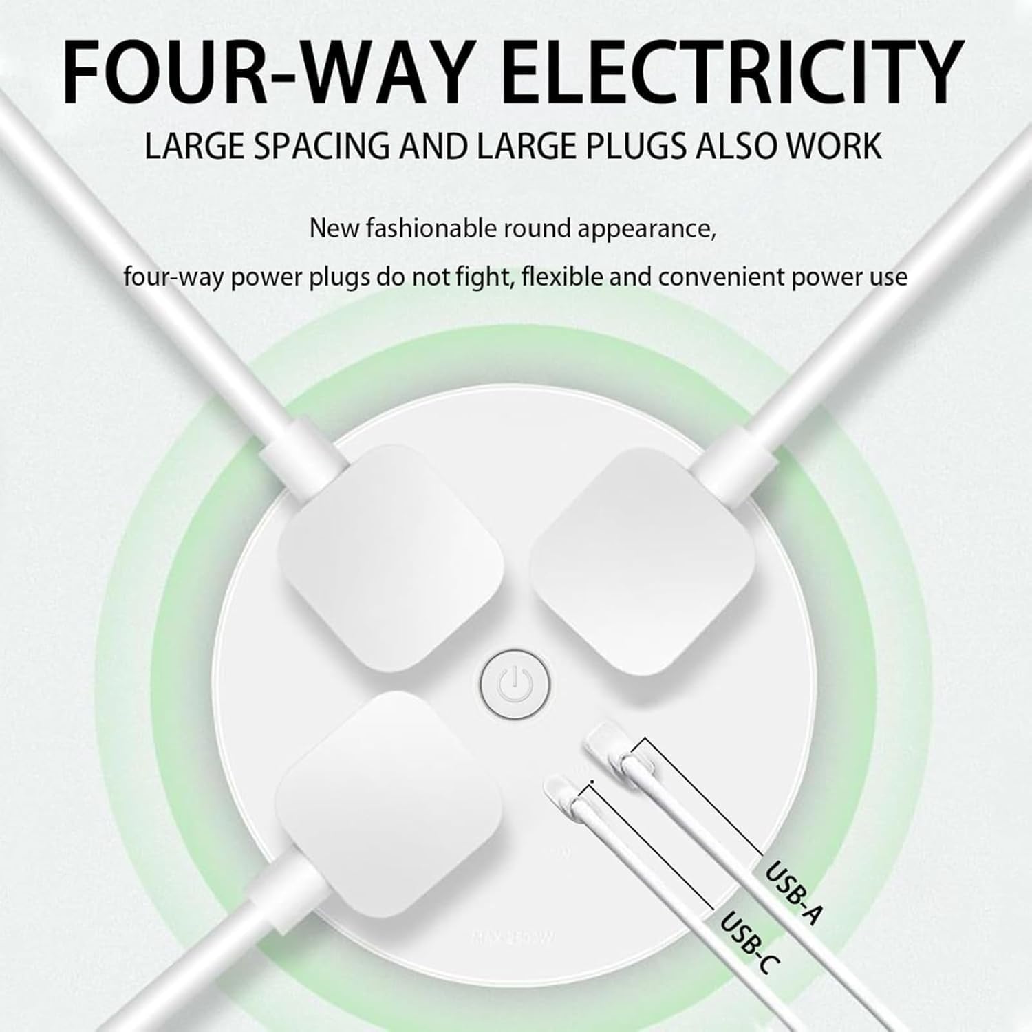 180° Rotating Outlet Extender with 22"-30" Adjustable Extension Cord | 3 AC Outlets + USB-A/USB-C Fast Charging | Fire-Resistant & Overload Protection | for Tight Spaces Behind Couches, Beds, Desks