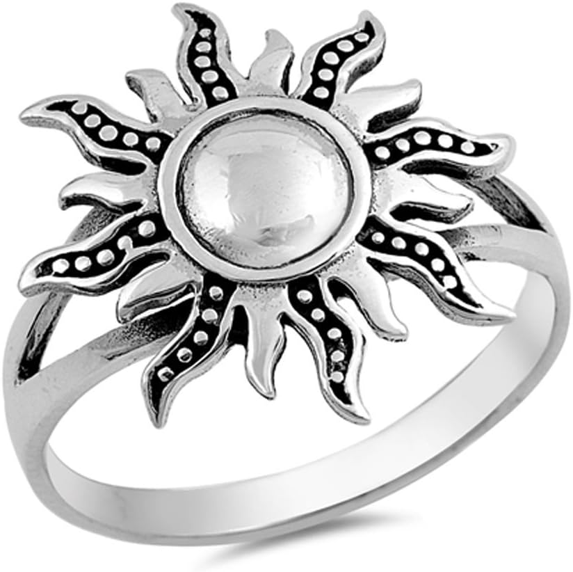 Sun Polished Ring New .925 Sterling Silver Band Sizes 5-10