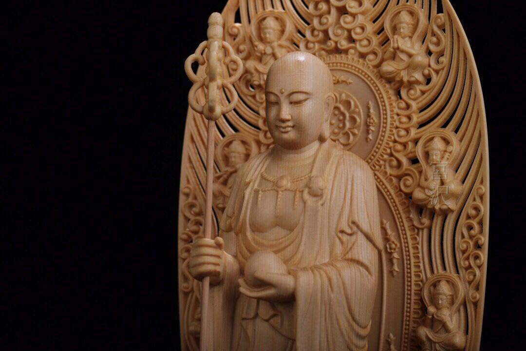 Amazon｜極上品 地蔵菩薩立像 供養品 木彫仏像 鎮宅辟邪｜仏像 