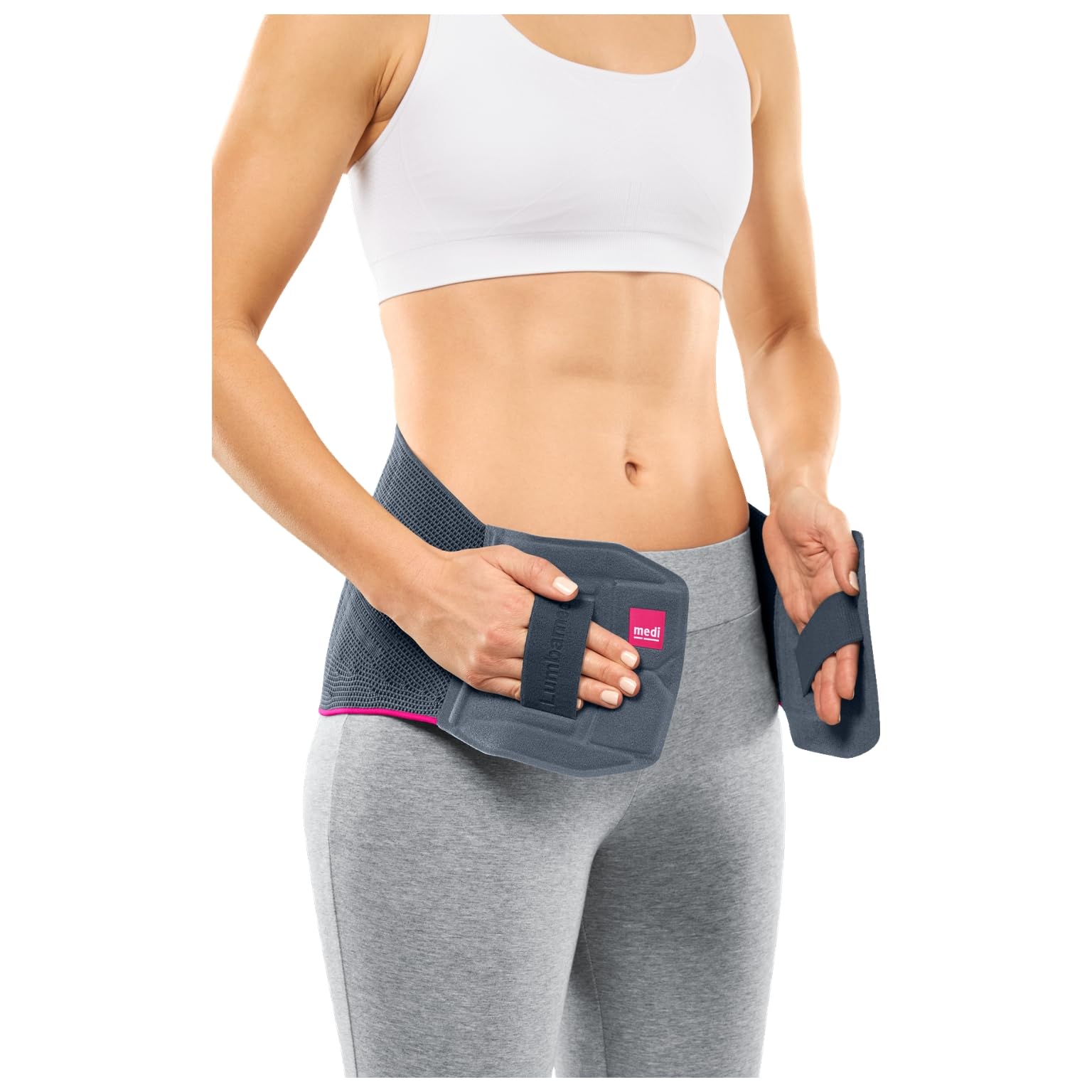 medi Lumbamed Plus vendaje de espalda para mujeres - Órtesis lumbar de soporte para estabilización con almohadilla Vario-Flex - Color: Plata - Tamaño: IV - Regulación de humedad y transpirable